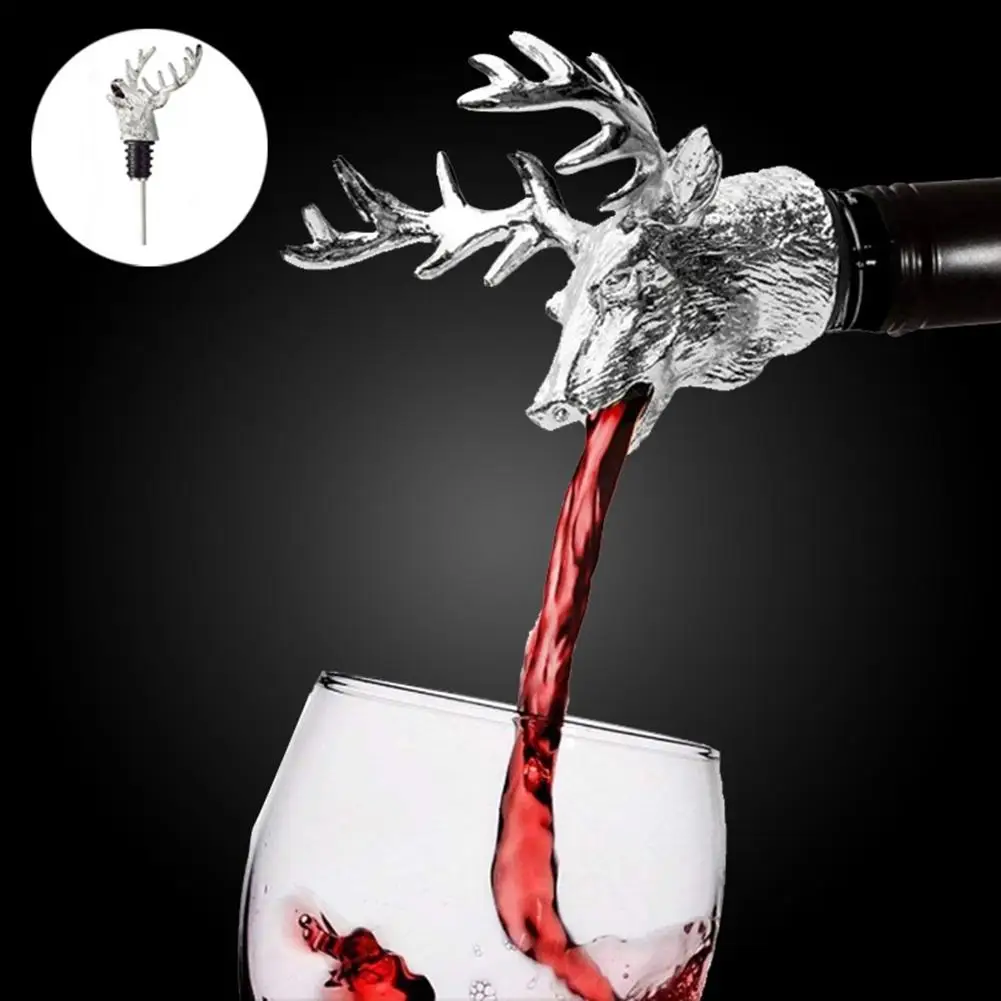 

Creative Elk Head Design Red Wine Bottle Metal Pourer Stopper Kitchen Bar Tool