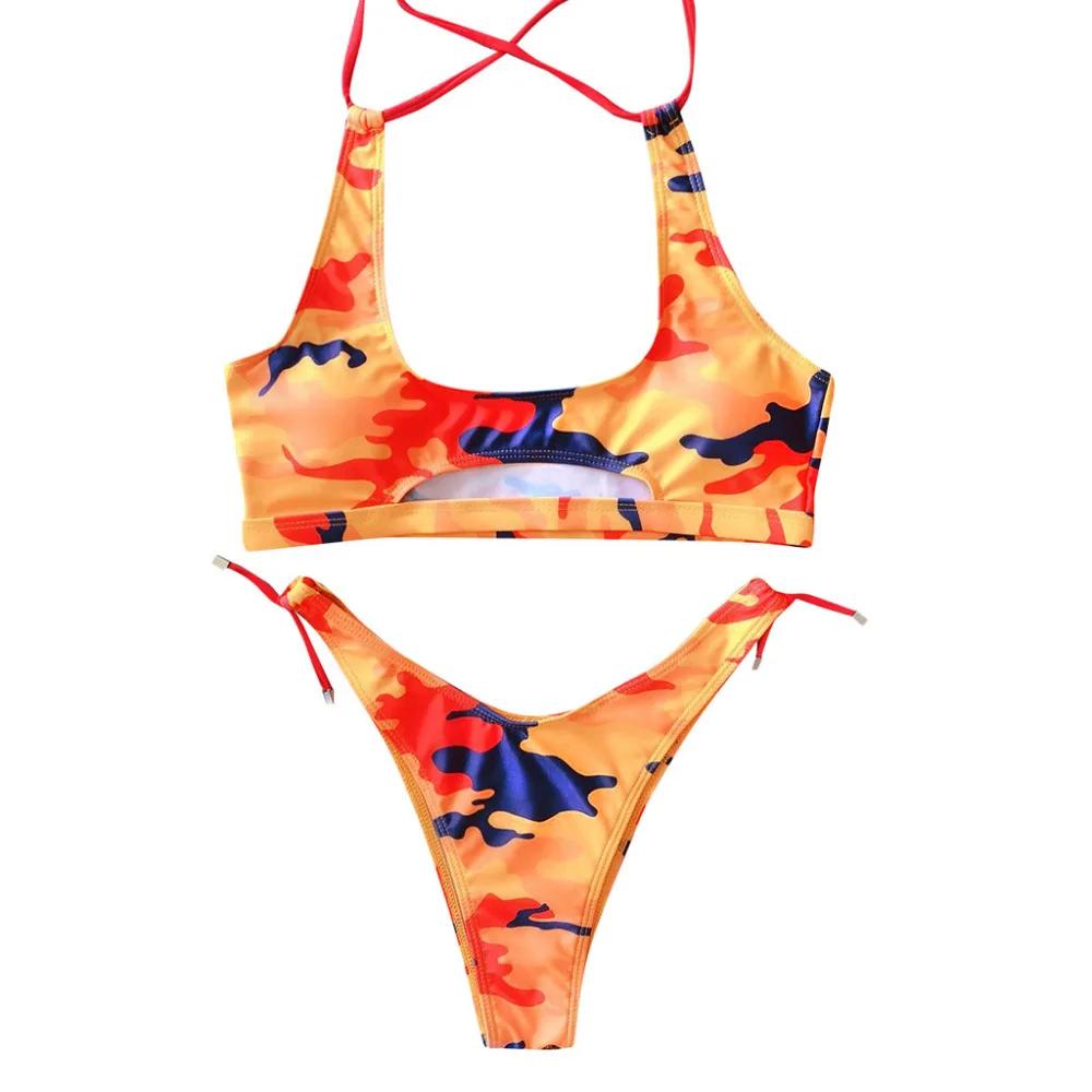 2019 Women's ethnic print straps bikini set summer bikinis sexy swimwear push up Quick drying bikinis e fatos de banho 40J10 (5)