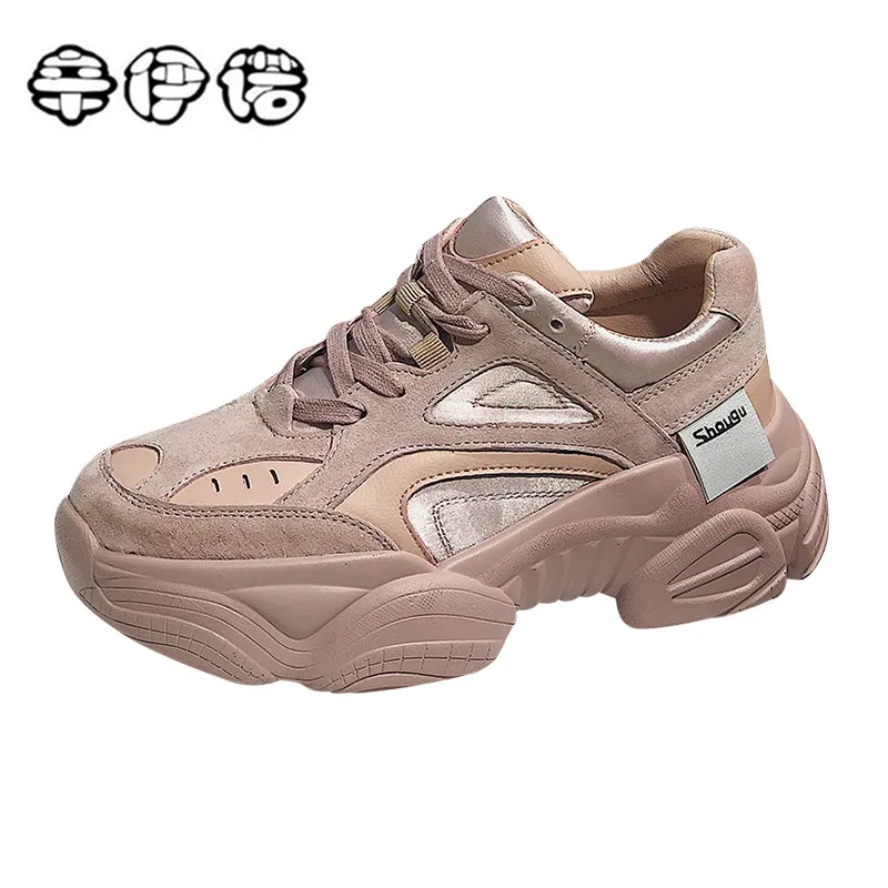 Plate Lacets Femme Rose Blanc Rose Pour Décontractées Feminino À Tenis forme Coréen Printemps 40 35 2019 Femmes Nouveau blanc Compensées Chaussures Sneakers Designer Jl1cKTF