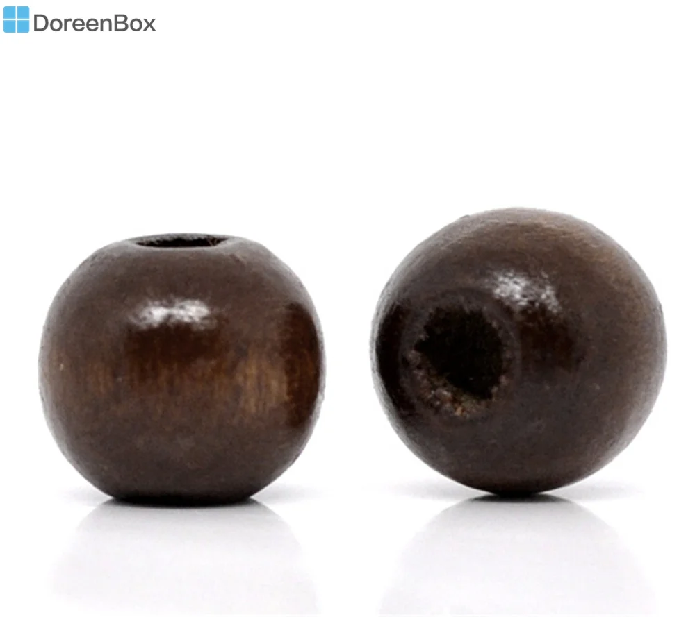 Doreen Box hot- 200 кофейные окрашенные Круглые деревянные бусины 10x9 мм (B11035) | Украшения и