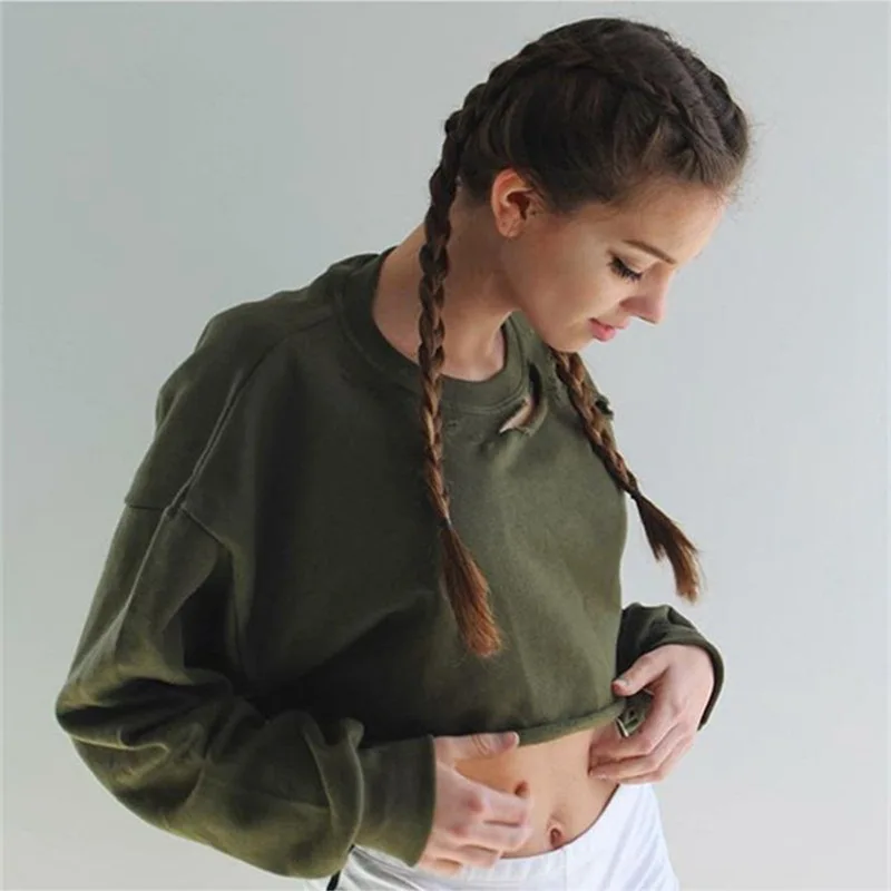 

fall women sexy casual ripped cropped hoodie female winter sweatshirt hole cut out crop sweatshirt polerones Woman autumn