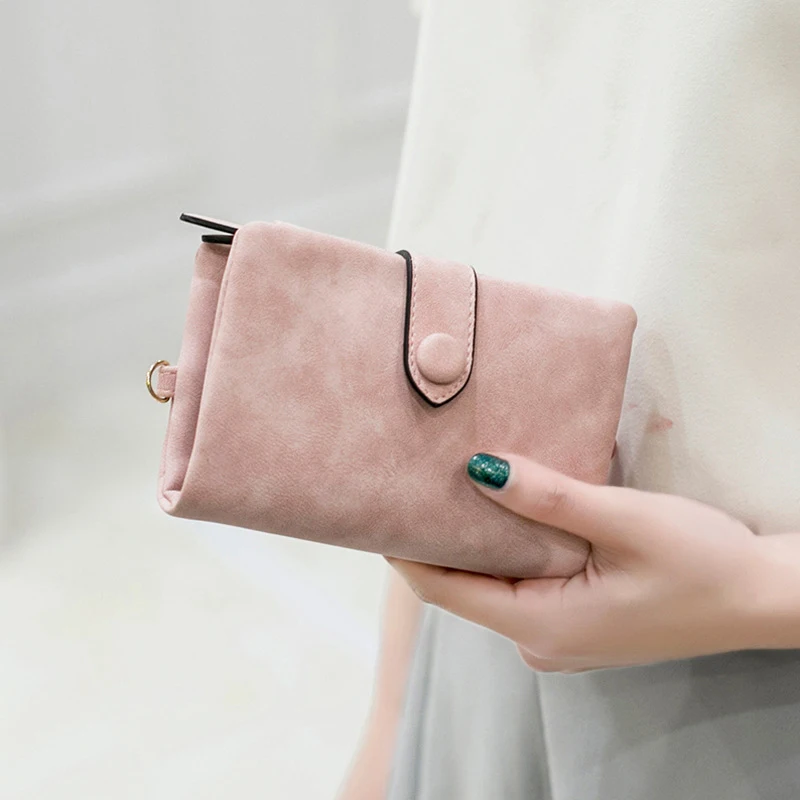 2018 Nubuck PU Leather Women's Short Wallet Bag Money Card Women's Holders Fashion Zipper Small birthday gift Soft Girl Wallet 2018 Nubuck PU Leather Women's Short Wallet Bag Money Card Women's Holders Fashion Zipper Small birthday gift Soft Girl Wallet