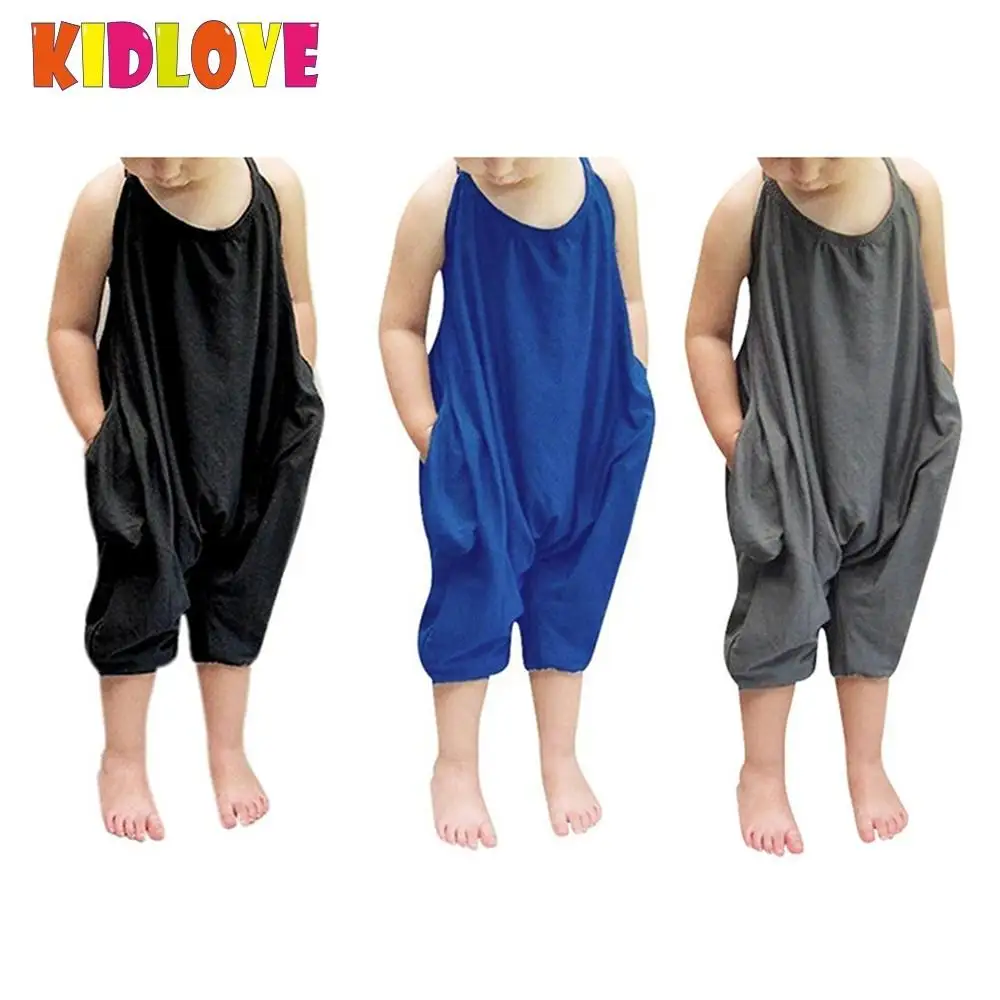 Kidlove Девушка рукавов Холтер Топы корректирующие комбинезон сплошной Цвет модные Брюки для девочек с Средства ухода за кожей шеи ремень