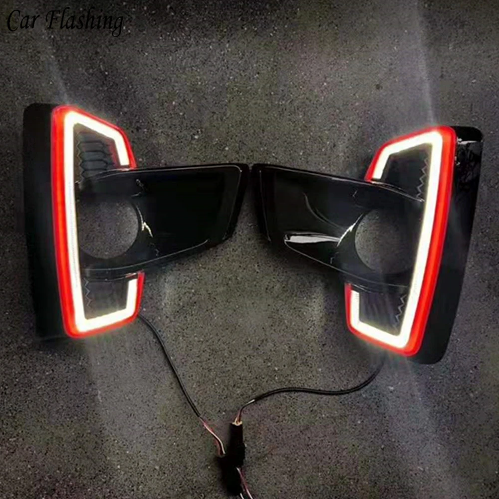 

2PCS LED Daytime Running Light With Turn Yellow Signal Relay Car 12V LED DRL Daylight For Toyota Hilux Revo Rocco 2018 2019