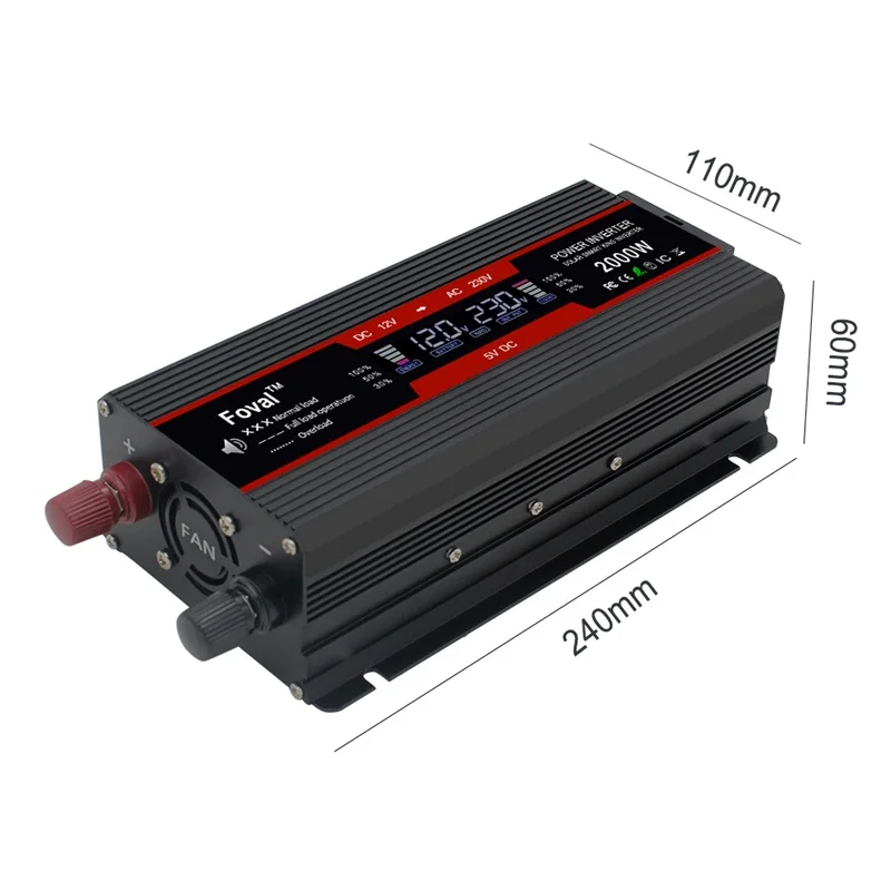 1500W/2000W/2600W Home/outing LCD display DC 12V to AC 220V Modified Sine Wave 2 USB car Transformer Convert EU socket Inverter