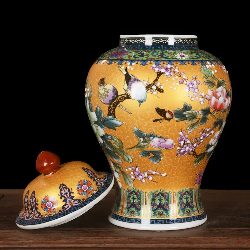 Античный Королевский Золотой фазан керамический перегородчатая эмаль общий резервуар, ваза Фортуна шляпа покрытая имбирь баночки орнамент креативный подарок