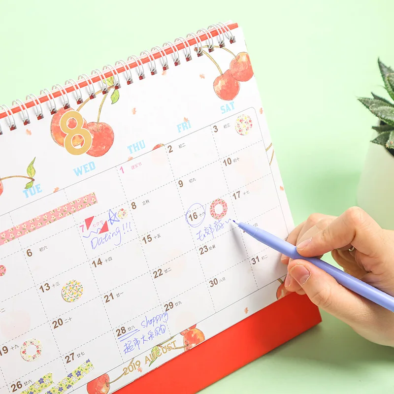 Creative Fruit Series Desktop Paper Calendar dual Daily Scheduler Large Table Planner Yearly Agenda Organizer