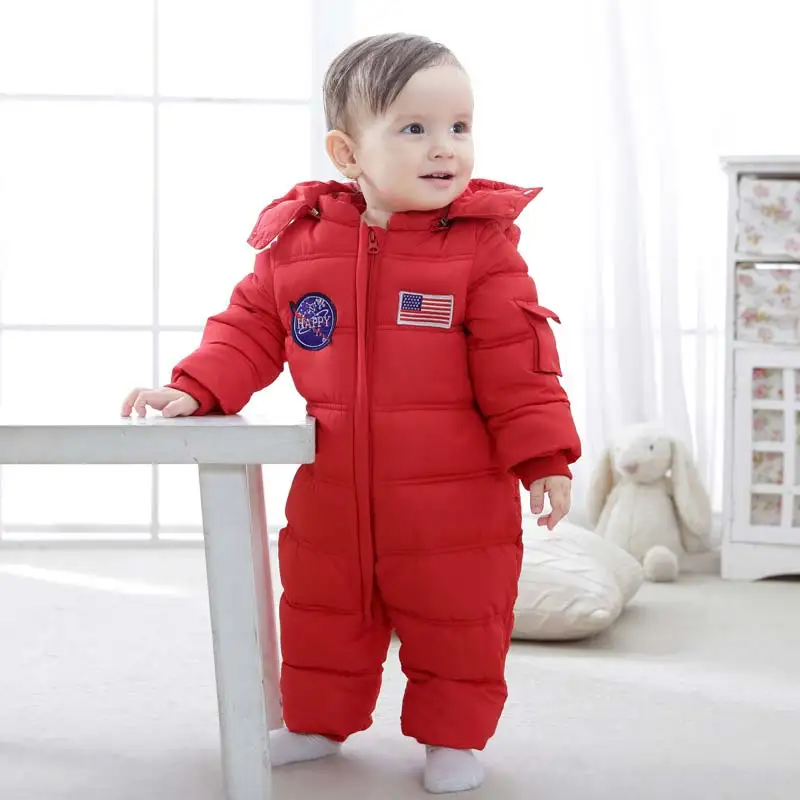 Baby Girl Winter Clothes Overall for Newborn Baby Boy Down Cotton Inside Vest Warm Romper Toddler Hooded Jumpsuit Lids Costume (5)
