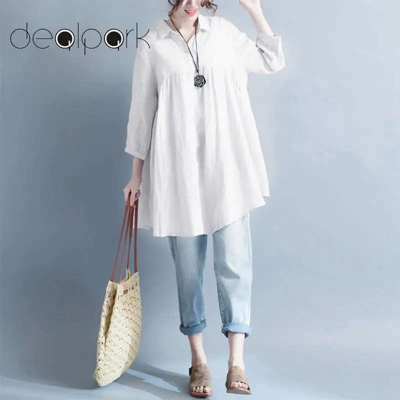 

Womens Tops and Blouses Solid Loose Vintage Cotton Linen Shirts female tunics Oversized 3XL 4XL 5XL Plus Size Summer Tops 2019