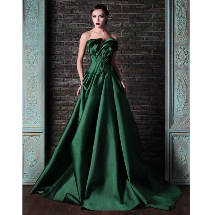 emerald green strapless gown