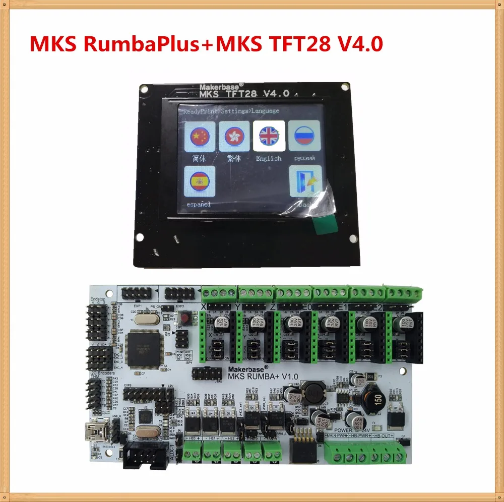 

3D printer mother board MKS Rumba + MKS TFT28 v4.0 touch screen display LCD all in one board DIY kit controller card Rumba-board
