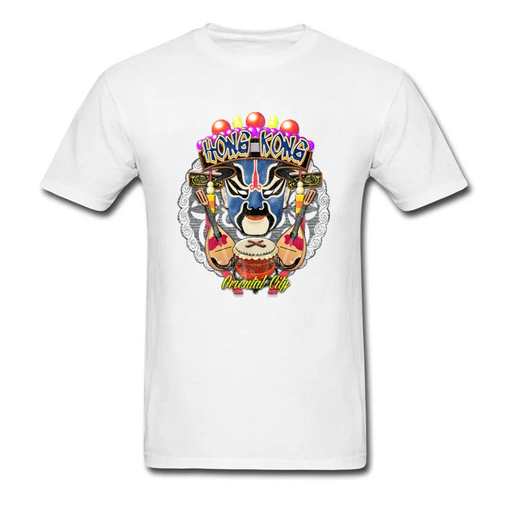 Hong Kong Mask Design T-Shirt for Male 100% Cotton Fabric Summer Fall Tops & Tees Tee Shirt Short Sleeve Creative Round Collar Hong Kong Mask white
