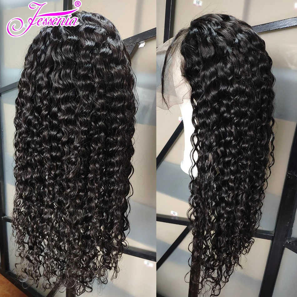 Water Wave 13*4 Lace Front Human Hair Wigs Pre Plucked Brazilian Human Hair Wigs 150% Density Remy Natural Color