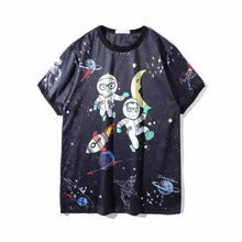 Мода лето для женщин Повседневная футболка Chic звездное небо печатных футболки короткий рукав Удобная футболка рубашка