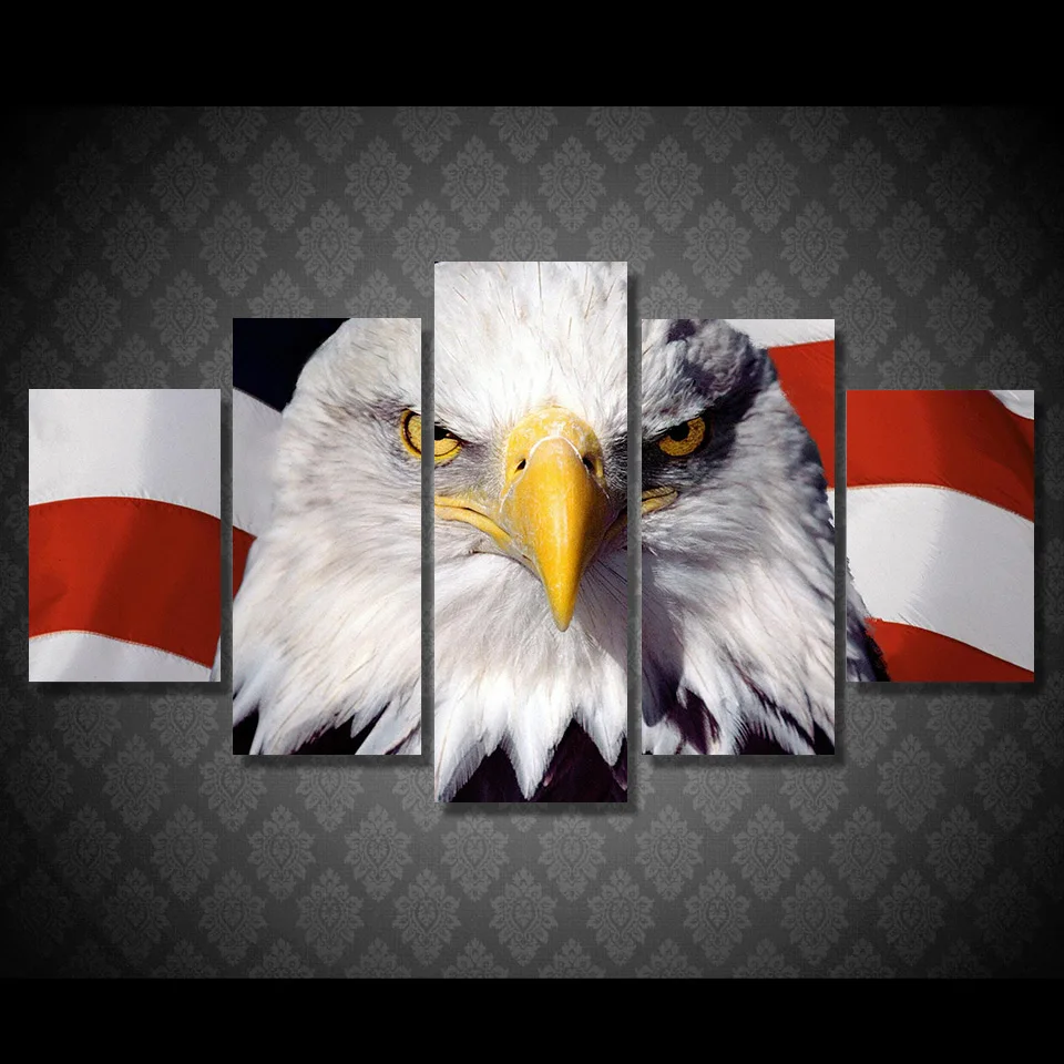 Moderne leinwand bilder amerikanische flagge und adler für büro raumdekoration neuen stil kunstwerkchina