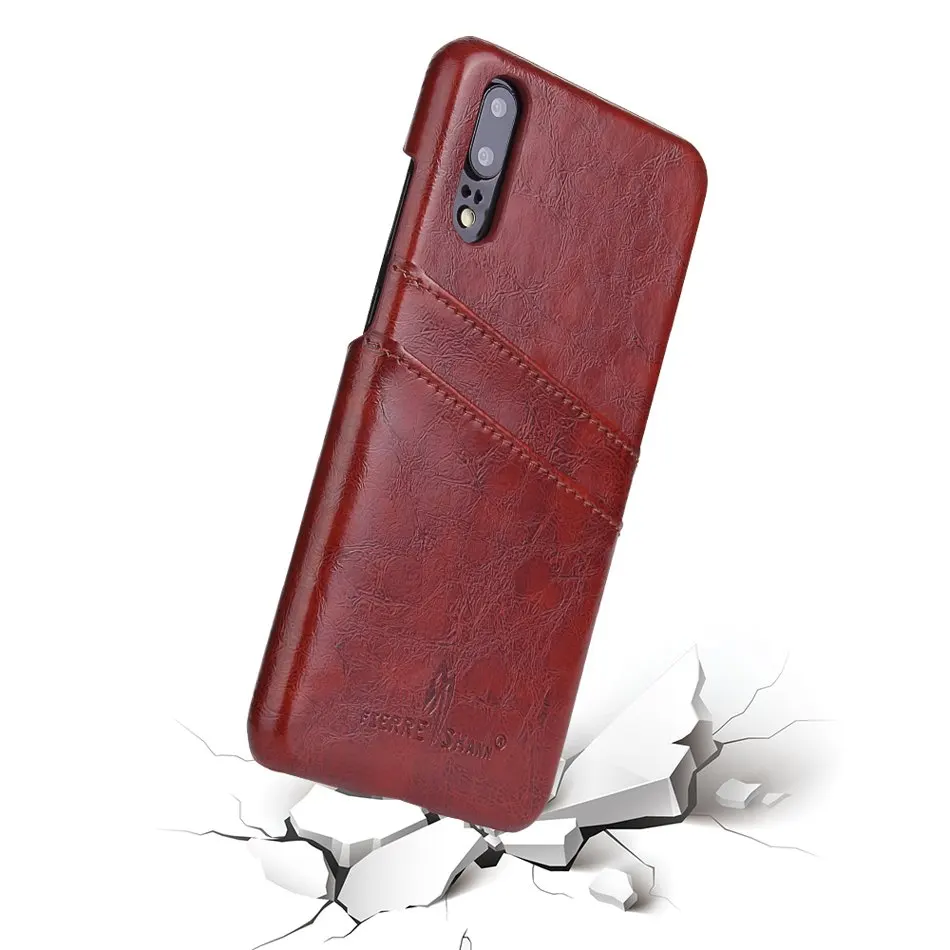 Чехол для Huawei P20 задняя крышка из вощеной натуральной кожи с отделениями карт