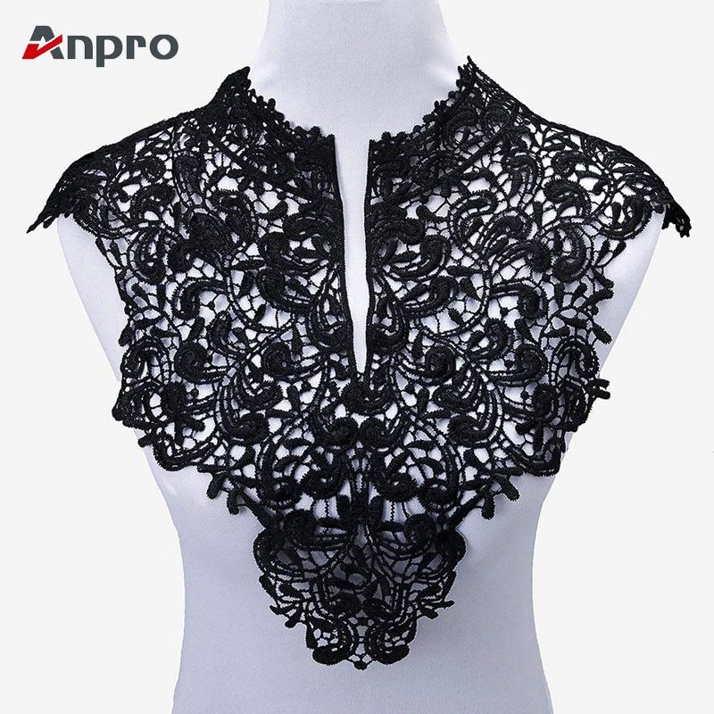 

Anpro Polyester Flower Lace Fabric Collar Applique Trim DIY Handmade Wedding Dress Neckline Accessories Sewing Patch Supplies