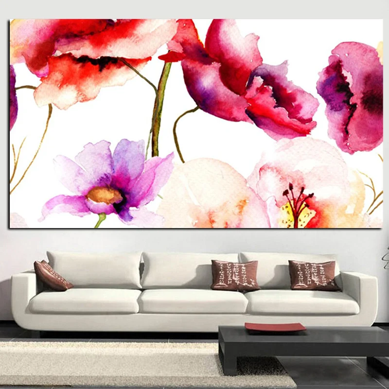 Abstract Watercolor Floral Flower Canvas Painting Modern Minimalist Alpine Orchid Poster Wall Pop Art Picture Home Cuadros Decor
