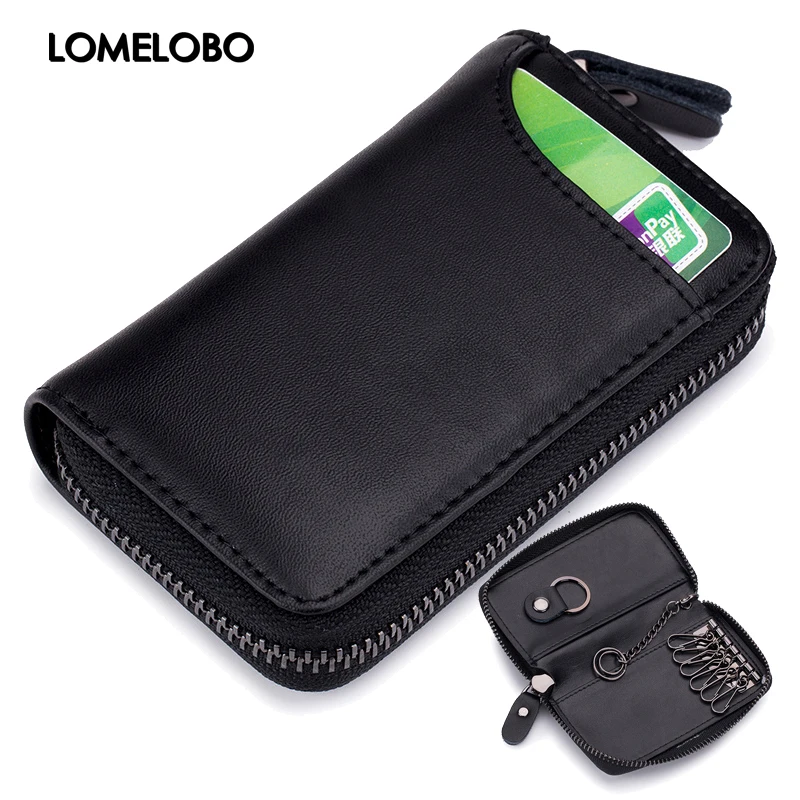 Кошелек для ключей Lomelobo из сплит кожи унисекс многофункциональный автомобильный
