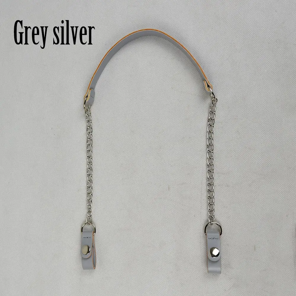 TANQU Новая красочная короткая сумка с цепочкой и ремешком из искусственной кожи с застежкой для opoket Obag O Bag - Цвет: grey silver