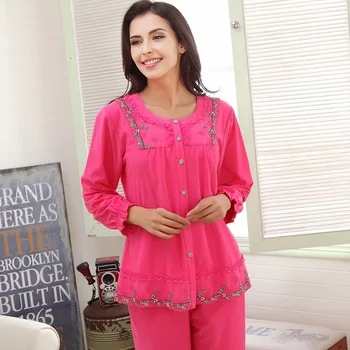 

Autumn & Spring Women Pajama Sets Cotton L-2XL Long Sleeve Warm Women'S Sleep & Lounge Plus Size Loose Female Suit