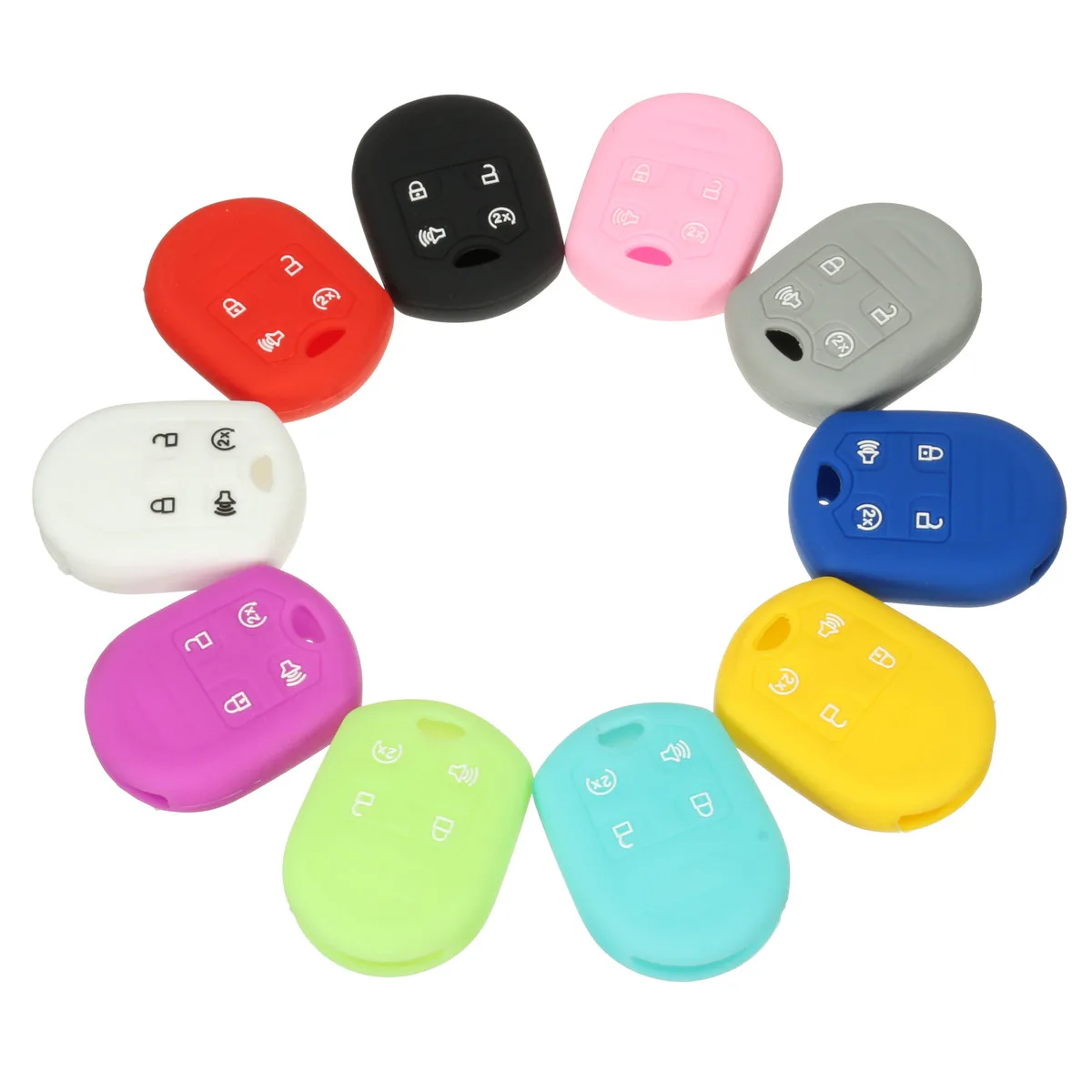 10 Color Silicone 4 Button Remote Key Fob Protect Case Cover For font b Ford b