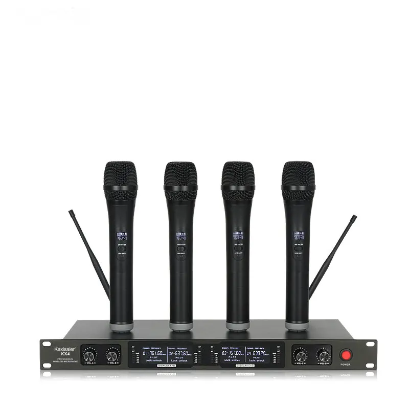 Free Shipping Professional Uhf Wireless Microphone Karaoke System With Four Handheld Transmitter Microfone Microphones Aliexpress