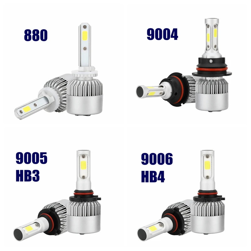 2 шт. 9007 светодиодный HB5 лампа светодиодный фар автомобиля H7 светодиодный H4 лампа H11 HB3 лампы 9005 9006 HB4 880 H3 H1 9004 9007 6000K 28 Вт