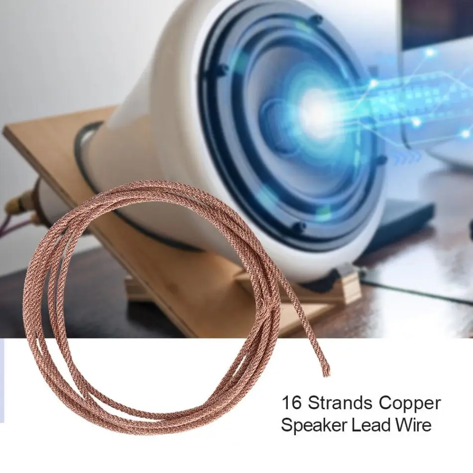 1m 2m 16 Strands Speaker Lead Wire Subwoofer Woofer Lead Wire Repair Braided Copper Wire