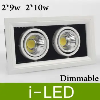 

Direct factory price 2*9w 2*10w 2*15w LED double-headed lamp square led ceiling lamp spotlight led downlight grille Warm White