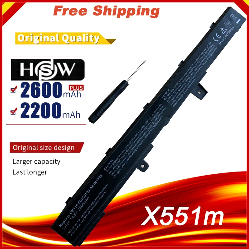 Pаспродажа Аккумулятор для ноутбука ASUS X551C X551CA X551M A41N1308 A31N1319 0B110 00250100M X45LI9C YU12008 13007D X451CA X551CA X551CA SX024H