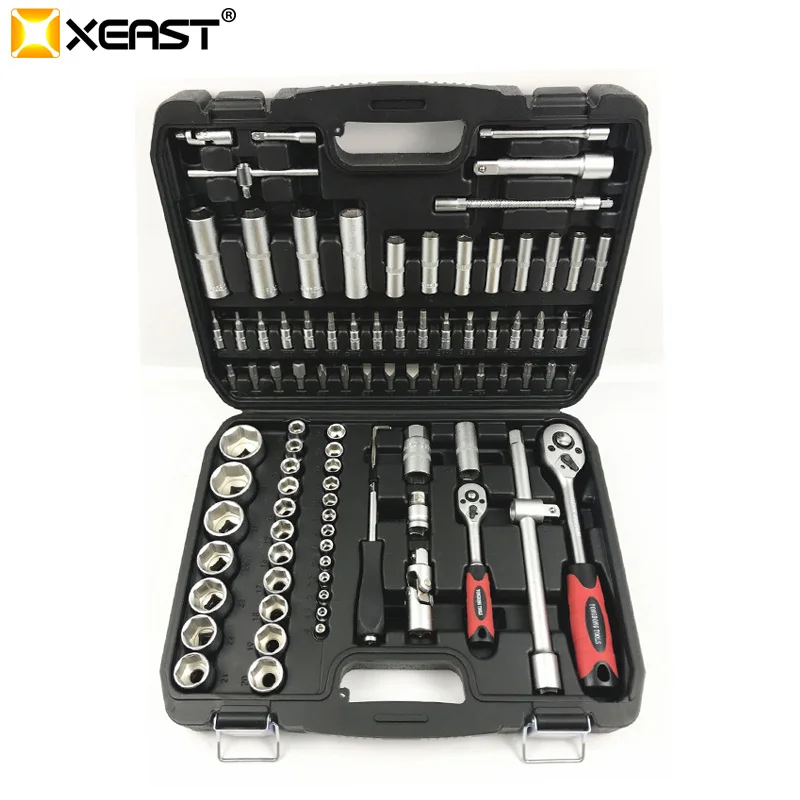 

XEAST 94PC Socket Ratchet Car Repair Tool Case Precision Sleeve Universal Joint Hardware Kit Auto Repairing Hand Wrench Tool