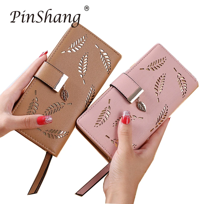 Women Wallet PU Leather Purse Female Long Wallet Gold Hollow Leaves Pouch Handbag For Women Coin Purse Card Holders Clutch zk30 Women Wallet PU Leather Purse Female Long Wallet Gold Hollow Leaves Pouch Handbag For Women Coin Purse Card Holders Clutch zk30