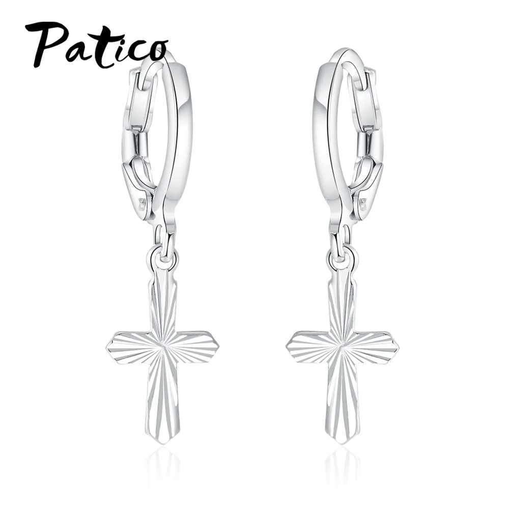 New Design 925 Sterling Silver Boucle Foreille Femme Charms Cross Drop Earrings For Women Engagement Dangle Jewelry | Украшения и