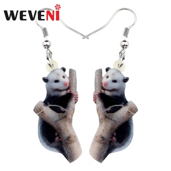 

WEVENI Statement Acrylic Possum Earrings Drop Dangle Novelty Animal Jewelry For Women Girls Teens Gift Charms Wholesale Bijoux