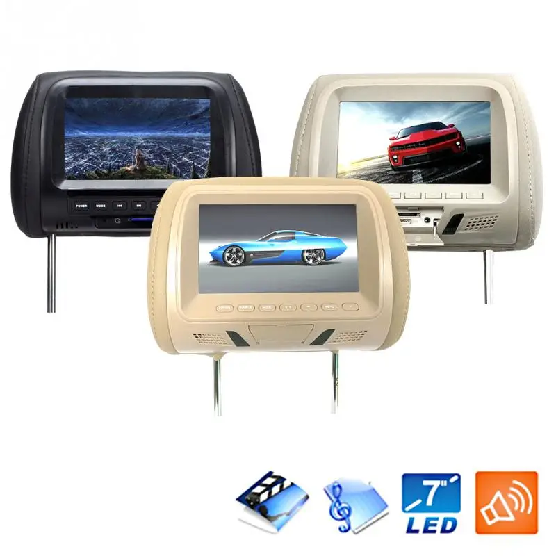 7 Inch Universal Digital Seat Back car Headrest Monitor Video Support Camera LED Screen Display Multi Media Car Built In Speaker