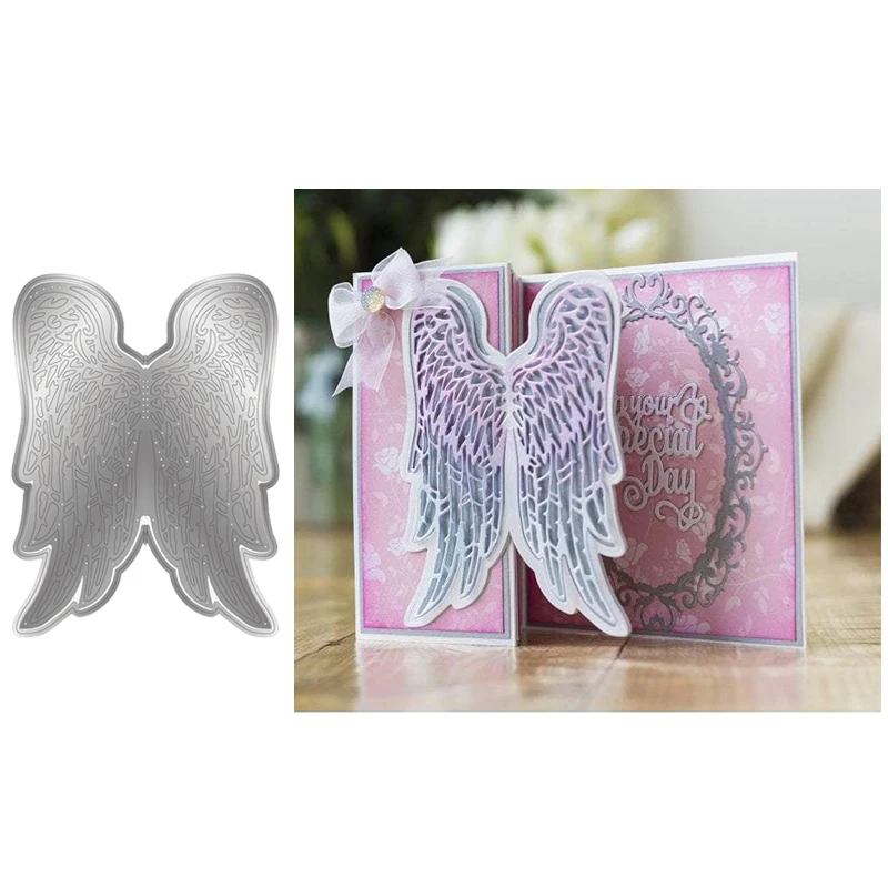 

Graceful Angel Wings Hollow Background Metal Cutting Dies Stencils for Scrapbooking Embossing Die Paper Cards Making New 2019