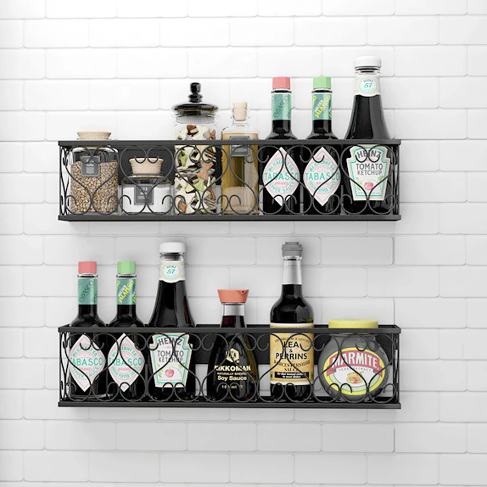  1 PCS Kitchen shelf free punching wall hanging shelf seasoning shelf spice rack wx8071716 - 32908349082