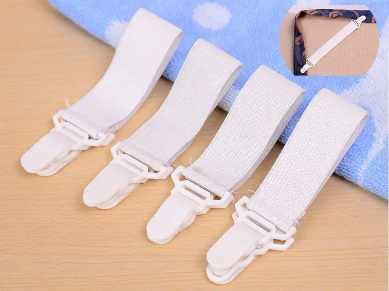 

4Pcs Bed Sheet Buckle Clip Blankets Holder Elastic Fastener Gripper White