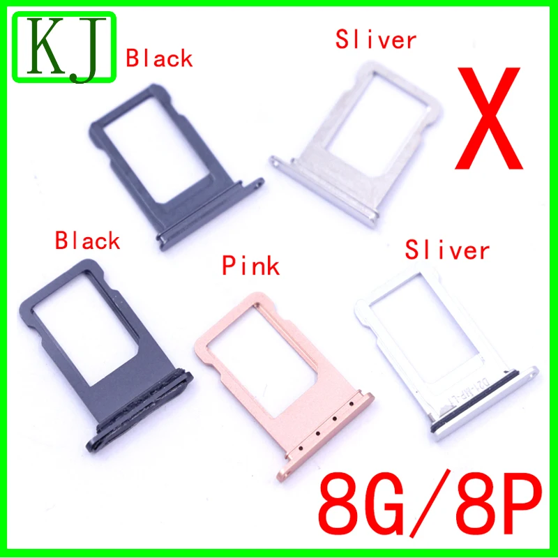 

100pcs Sim Card Tray For IPhone 8G 8P 8Plus X sim card Slot Holder With Waterproof Rubber Gasket Black/ Sliver/Gold