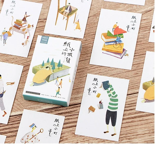 

52mm*80mm little town paper greeting card lomo card(1pack=28pieces)