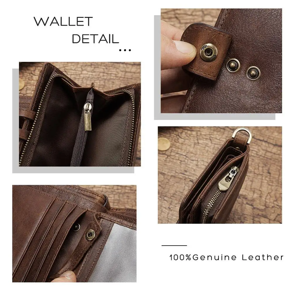 Продажа GZCZ повседневный мужской кошелек Crazy Horse, кошелек для монет, Короткий Мужской кошелек для денег, качественный дизайнерский кошелек на цепочке...