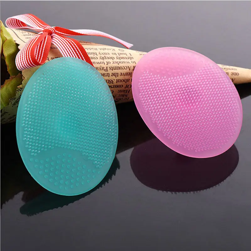 Silicone Face Scrubbers Baby Bath Silicone Cradle Cap Brush Facial Cleansing Brush Cleansing Pad Soft Massage Brush for Baby Blue 3Pcs