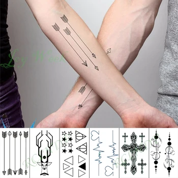 

Waterproof Temporary Tattoo Sticker Arrow Cross Lots Fake Tatto Finger Hand Arm Foot Flash Tatoo for Kid Girl Men Women
