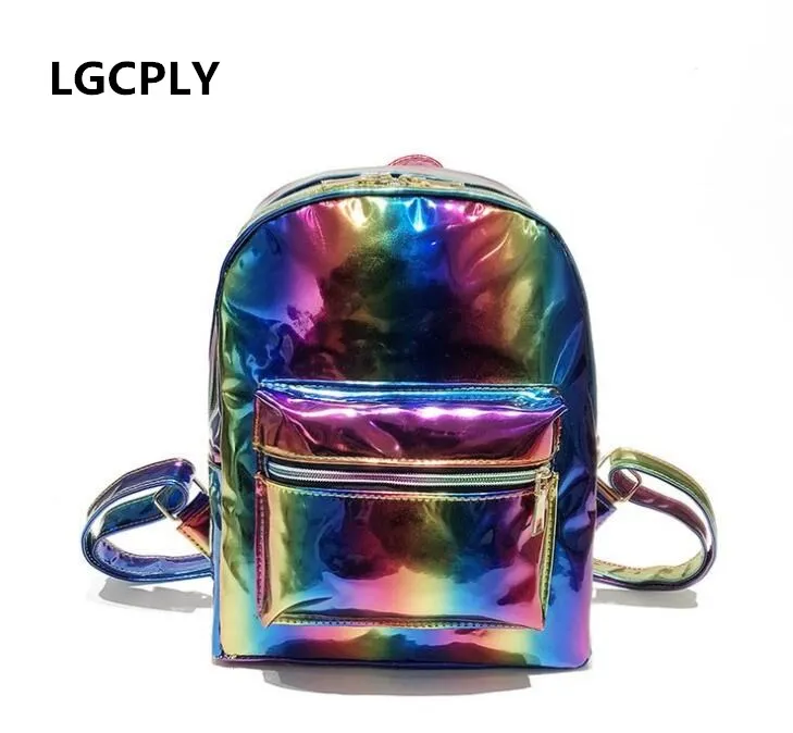 Новый Рюкзак Mochila Rainbow цветной лазерный наплечный пакет прозрачный студенческий