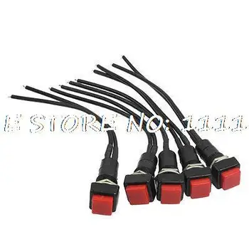 

5pcs Vehicle Car Horn 2 Wires Squared Momentary Push Button Switch AC 250V 3A