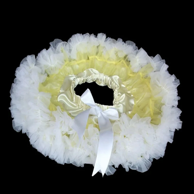 

Girls tutu skirt yellow and white layers chiffon flullfy pettiskirt adjustable waist skirt yellow and white kids skirt