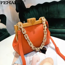 Вечерняя сумочка с деревянным зажимом, Женская Роскошная акриловая сумка на цепочке, сумка-мешок, сумка-мессенджер, сумка через плечо, клатч для банкета