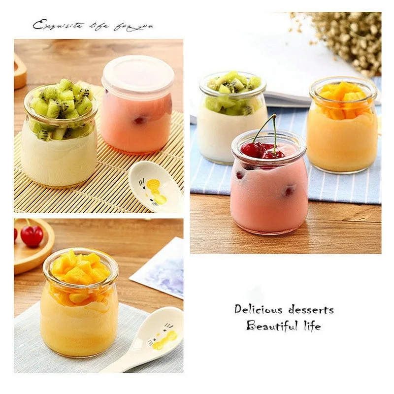 Стеклянные банки для молока бутылки с широким горлышком Jelly Mousse банки без свинца высокая термостойкость пудинг йогурт контейнер для хранения-TZ