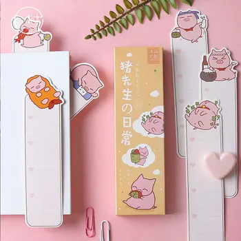 

30 pcs/box Pink pig life Paper Bookmark Cartoon Student label Bookmark Promotional Gift Stationery Bookmark Stationery